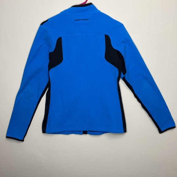 Girls Medium Under Armour Cold Gear Blue Fleece Zip Jacket - Picture 2 of 5